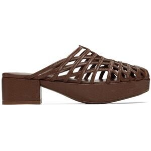 BY FAR Brown Woven Flats